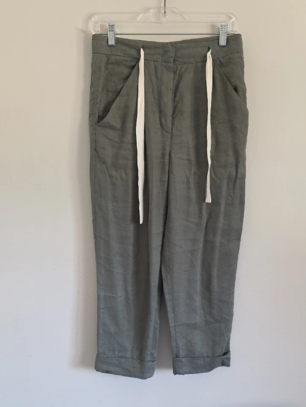 ARITZIA | Wilfred Linen Allant crop pants with a ribbon green Sz 4